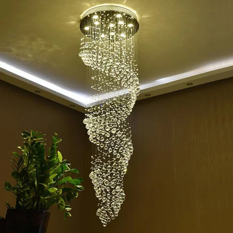 Afralia™ Spiral Crystal Chandelier: Modern Luxury LED Lighting for Corridors