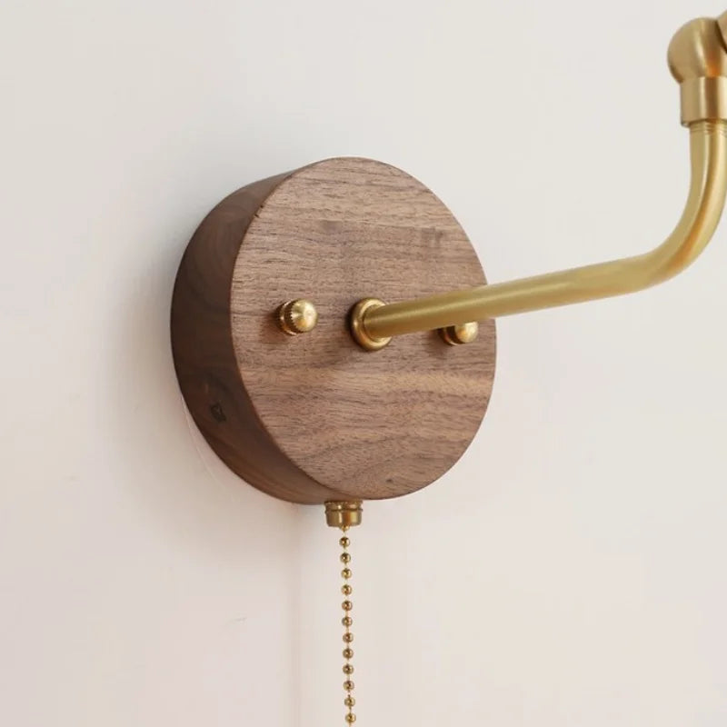 Afralia™ LED Wall Lights Up Down Rotate Pull Chain Switch Bedside Lamp Glass Canopy Fixtures