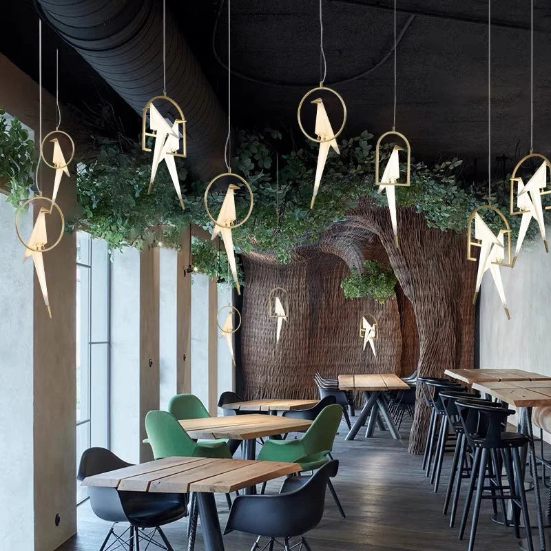 Afralia™ Paper Crane Bird Chandelier Pendant - Modern Creative Home Decor for Living Room