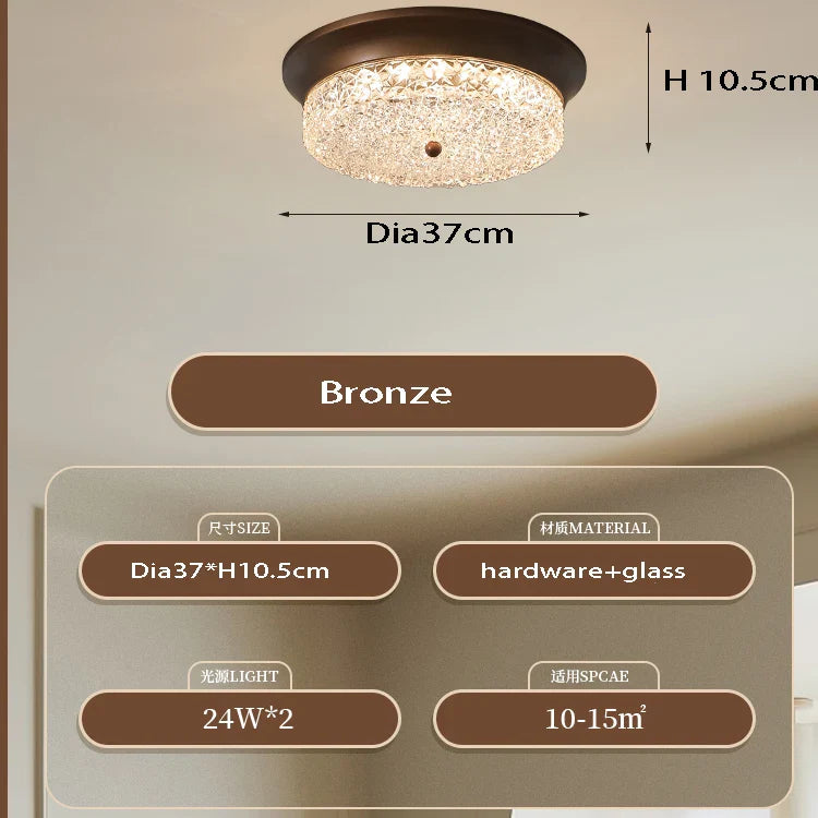 Afralia™ Retro Bronze Glass Ceiling Lamp for Bedroom Living Room Decor