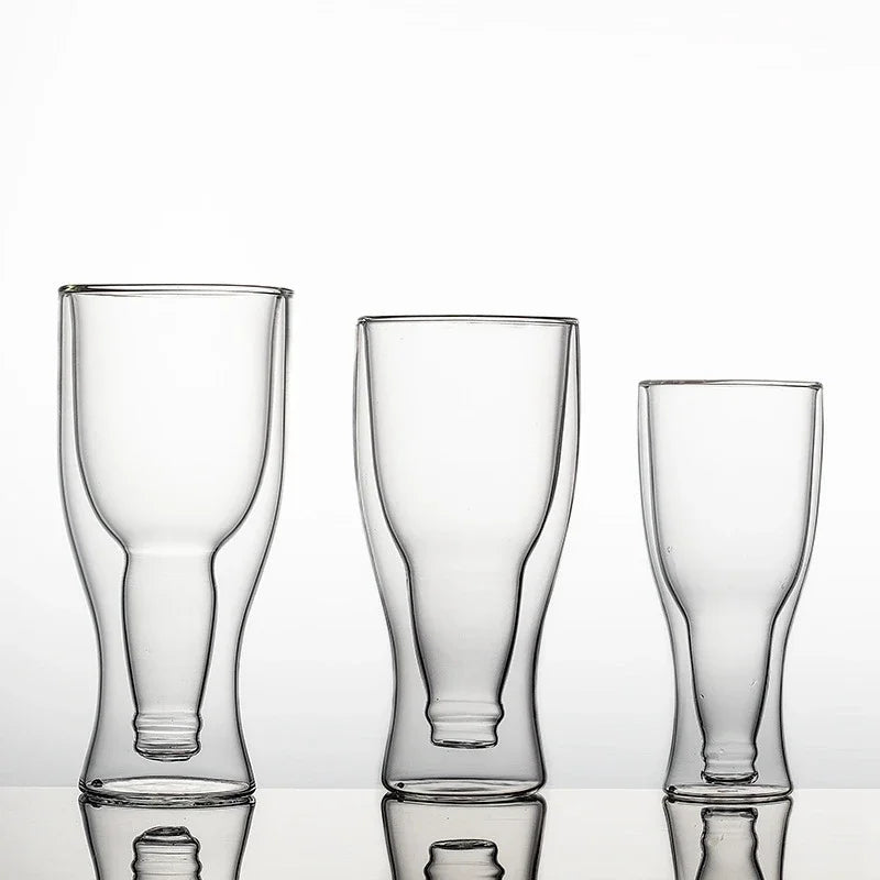 Afralia™ Bottle Style Double Wall Mugs Beer Wine Glasses Whiskey Champagne Glass