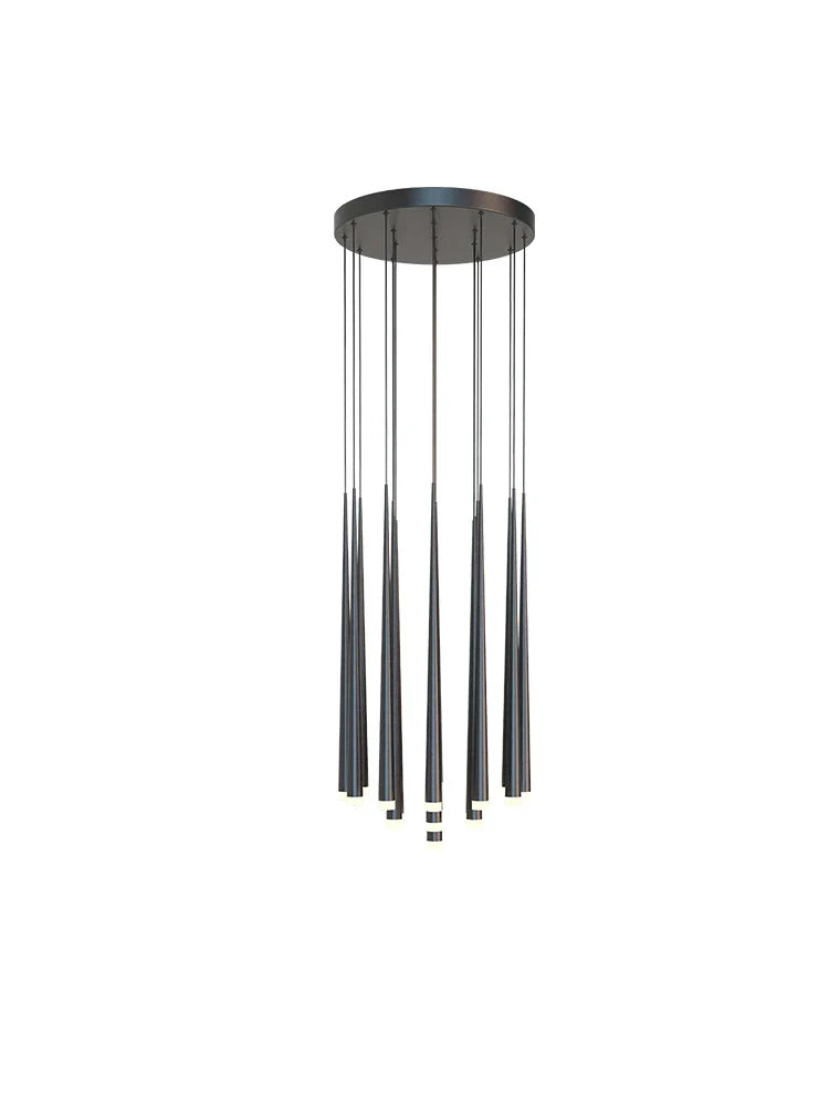 Afralia™ LED Conical Staircase Chandelier Pendant - Modern Duplex Loft Hanging Lights