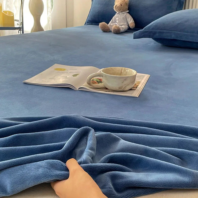 Afralia™ Winter Milk Velvet Fitted Sheet - Thick Plush Mattress Protector for Bed