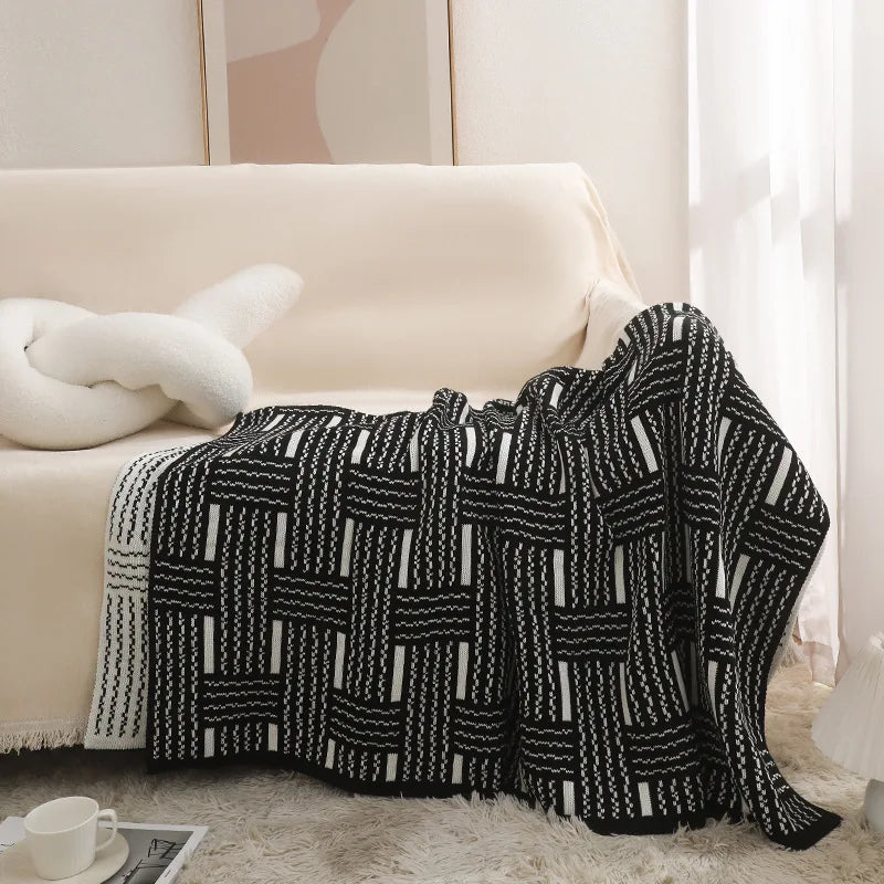 Afralia™ Nordic Retro Striped Knit Blanket: Cozy Sofa Cover for Autumn/Winter