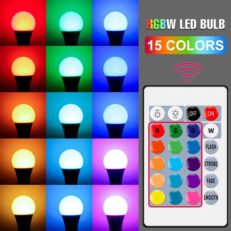 Afralia™ RGBW LED Lamp Bulb 15W with Remote Control - Colorful Smart Lighting