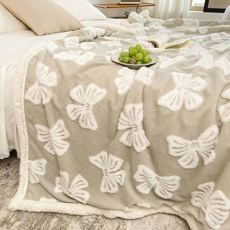 Afralia™ Butterfly Jacquard Double-Layer Wool Blanket: Soft & Warm for Autumn/Winter