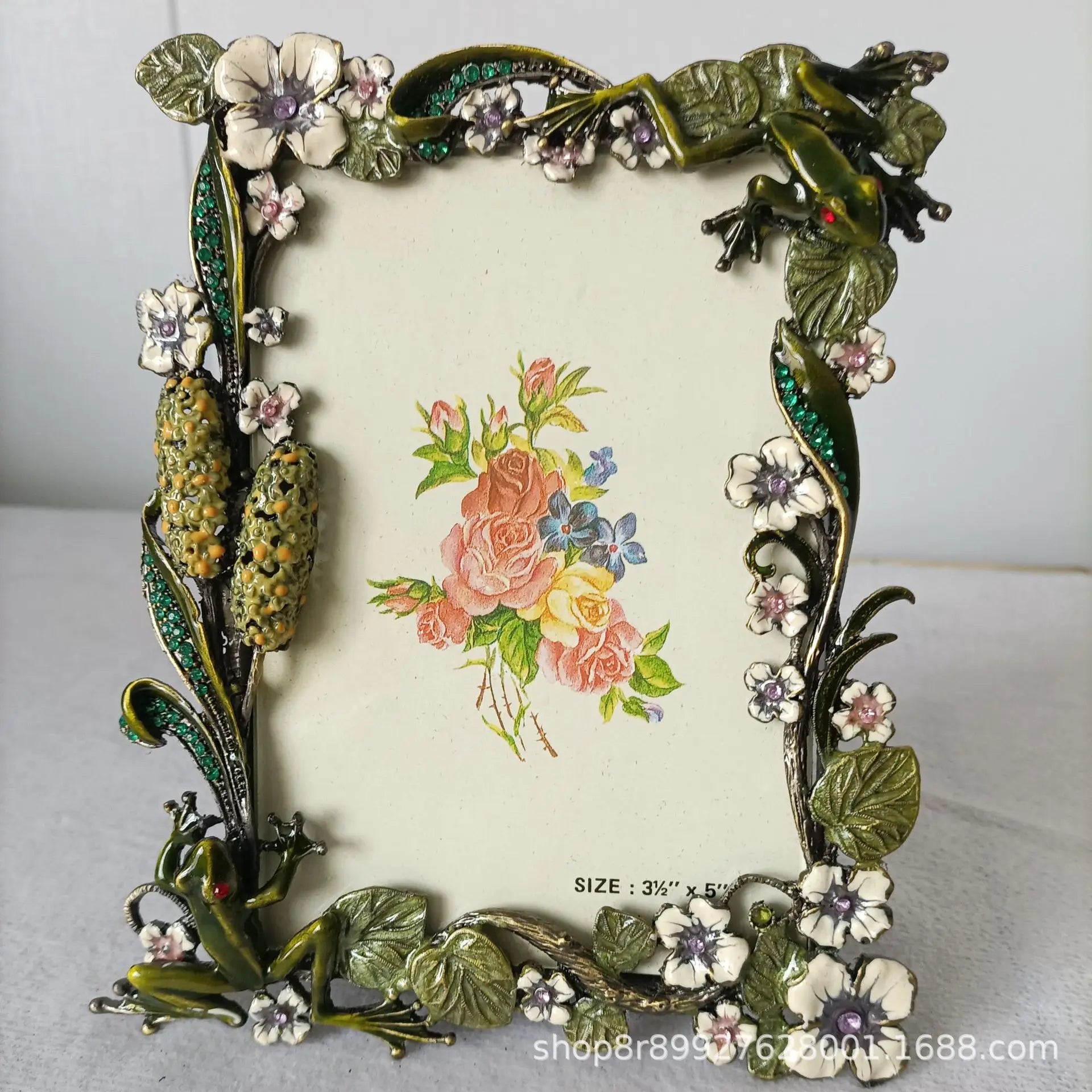 Afralia™ Frog Metal Photo Frame Tabletop Decoration