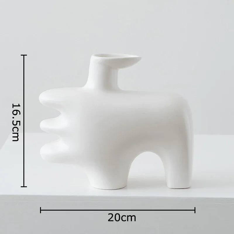 Afralia™ Thumbs Up Ceramic Vase Abstract Art Plant Pot Aesthetic Room Decoration