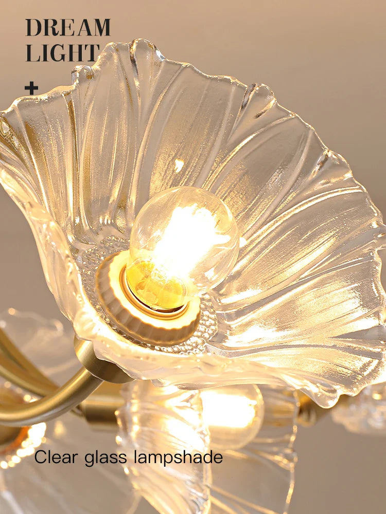 Afralia™ Glass Flower Chandelier Ceiling Light for Bedroom Living Room Hallway Kitchen