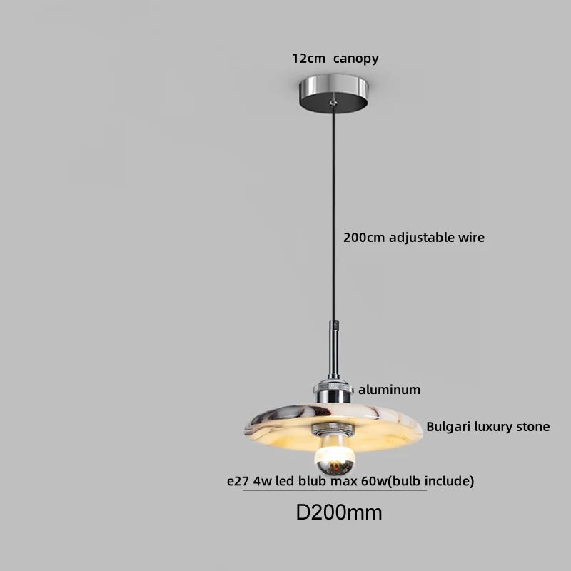 Afralia™ Bulgari Stone LED Pendant Lamp - Natural Marble Hanging Light