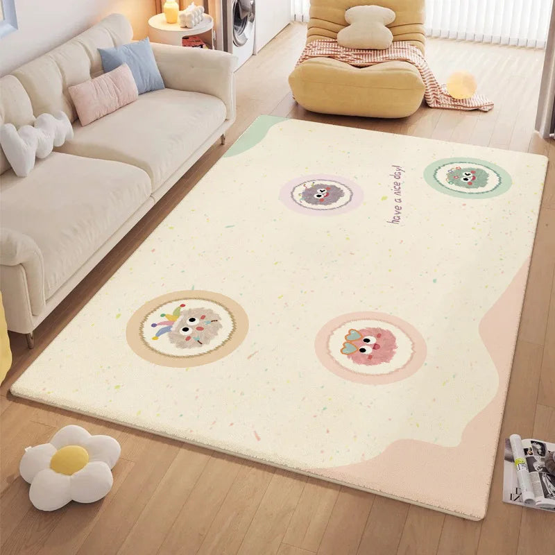 Afralia™ Cartoon Ball Print Cozy Carpet: Anti-Slip, Stain-Resistant Bedside Rug