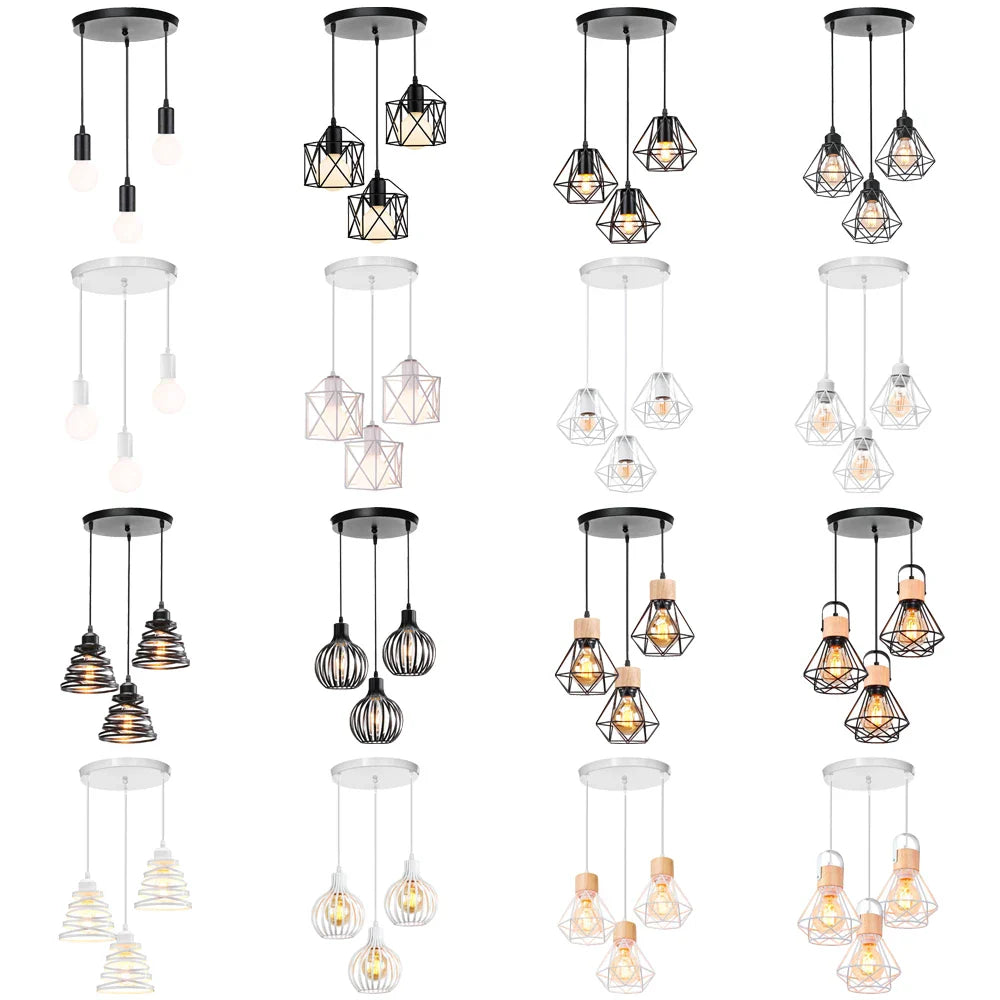Afralia™ Wrought Iron Caged Pendant Light for Industrial Style Decor