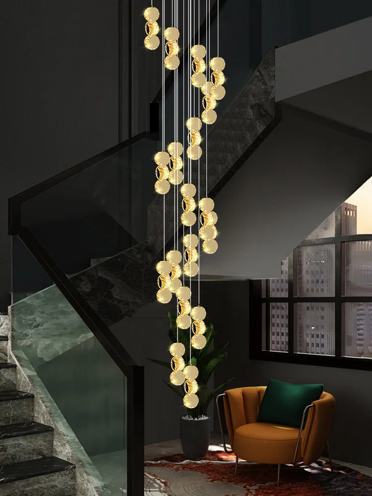 Afralia™ Gold Crystal Chandeliers LED Pendant Lamp for Modern Living Spaces
