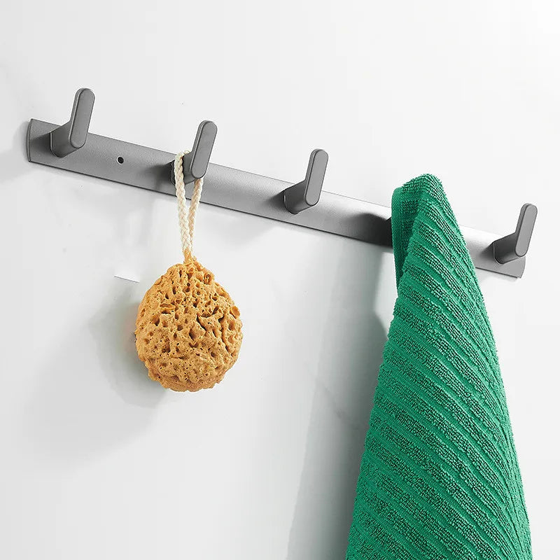 Afralia™ Aluminum Alloy Towel Hooks Wall Mounted Bathroom Robe Holder (3-6 Hooks)
