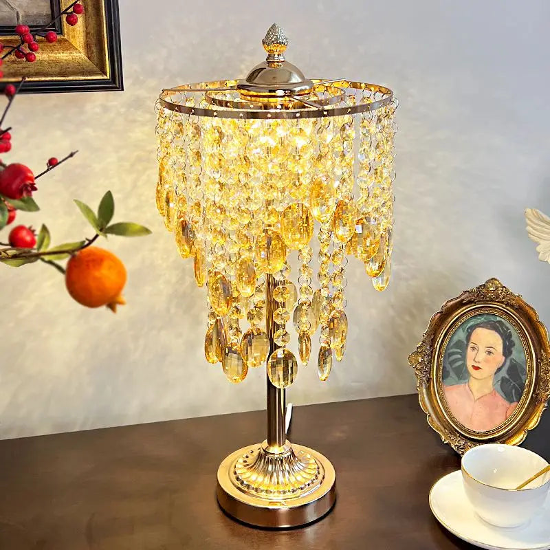 Afralia™ Crystal Glass Table Lamp with Round Stand for Bedroom Living Room
