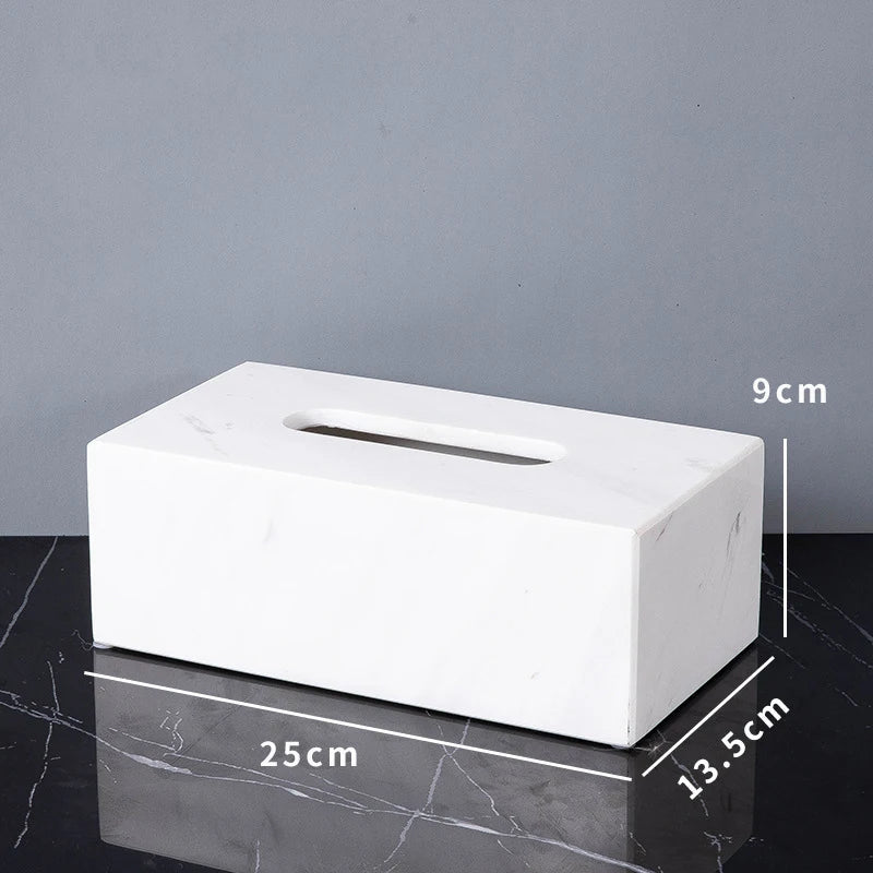 Afralia™ Marble Napkin Tissue Box Holder | Luxury Bathroom Accessories Set