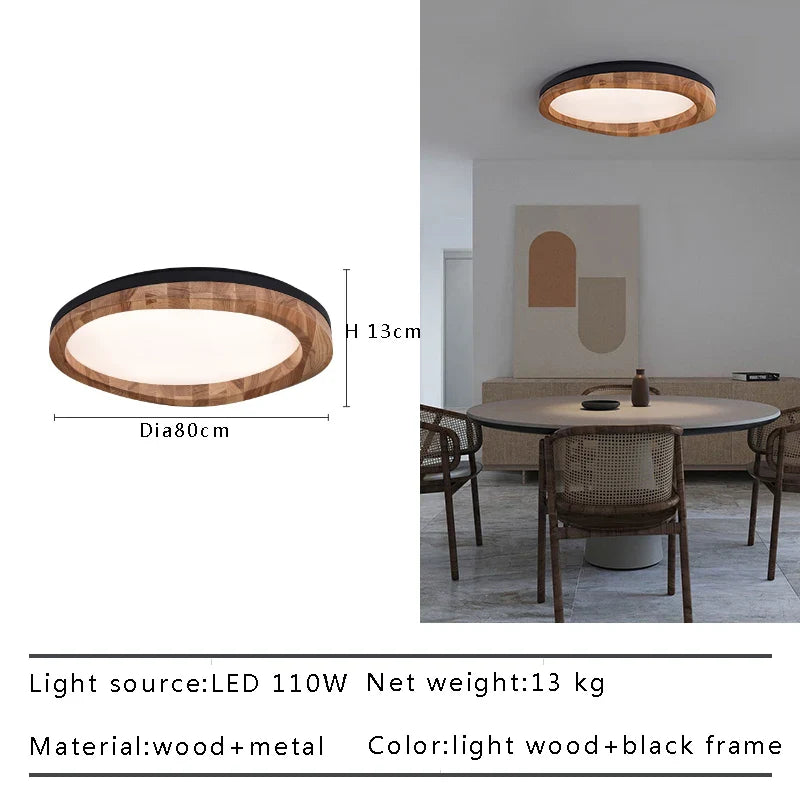 Afralia™ Modern Solid Wood LED Ceiling Light Fixture for Home Decor