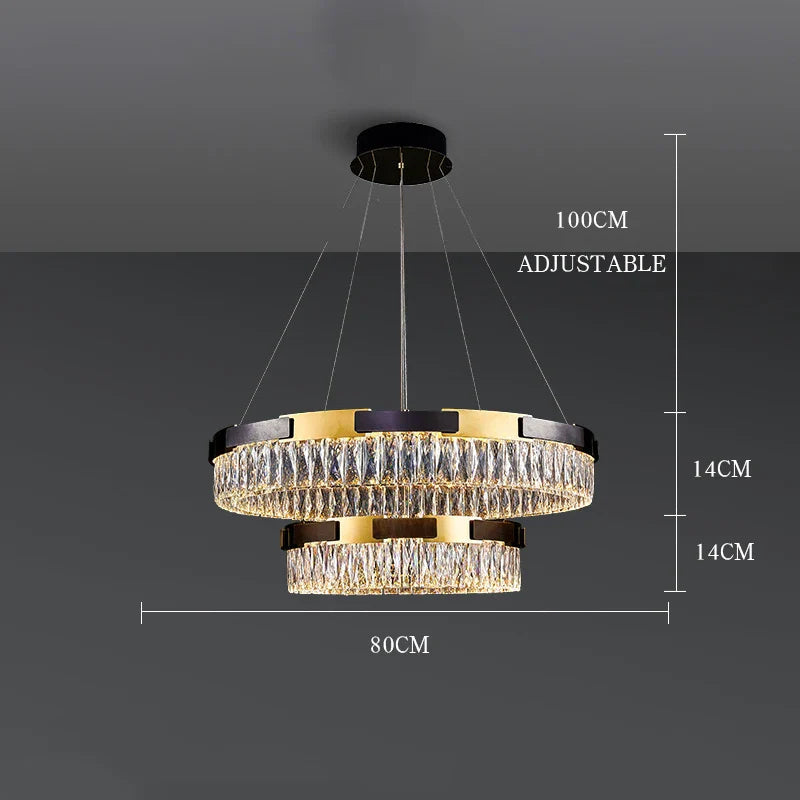 Afralia™ Crystal Luxury Chandelier Modern LED Light Fixture for Living Room Dining Bedroom
