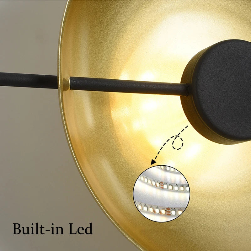 Afralia™ Gold Circle LED Wall Light 10W, Postmodern Black Sconce for Foyer, Bedside, Hotel, Aisle
