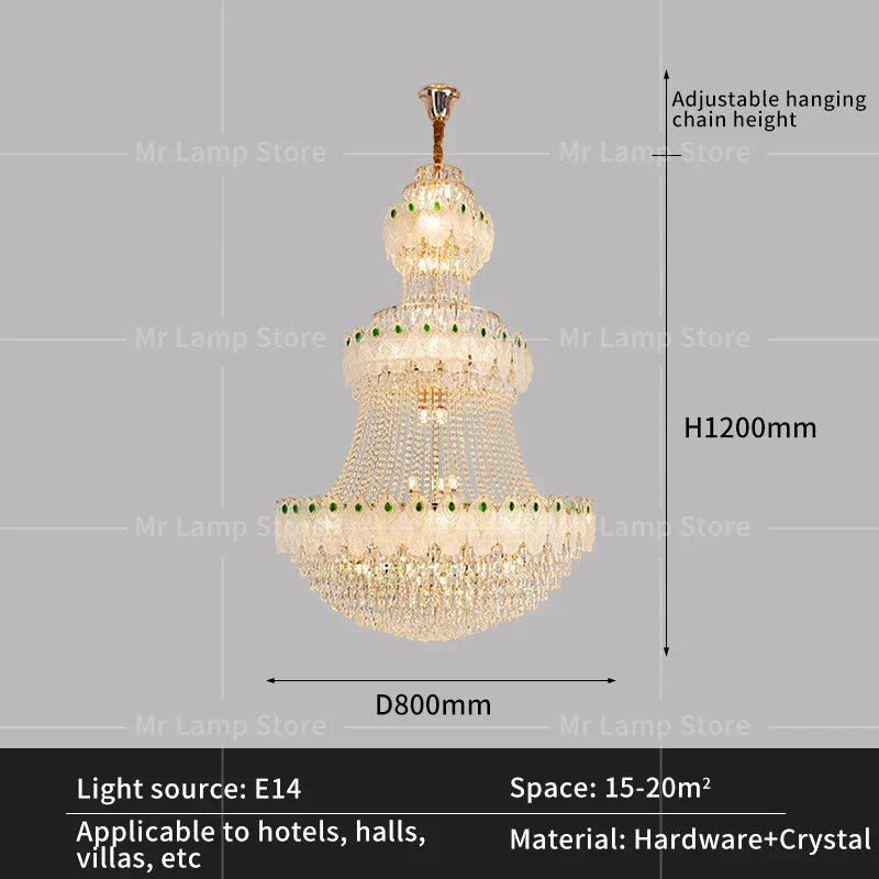 Afralia™ Luxury Crystal Duplex Chandelier for Living Room Stairwell - Zhongshan Lamp