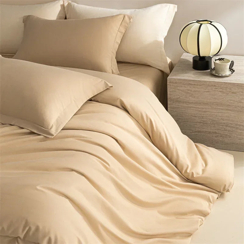 Afralia™ Solid Color 100% Cotton Bedding Set for Queen/King Size Beds
