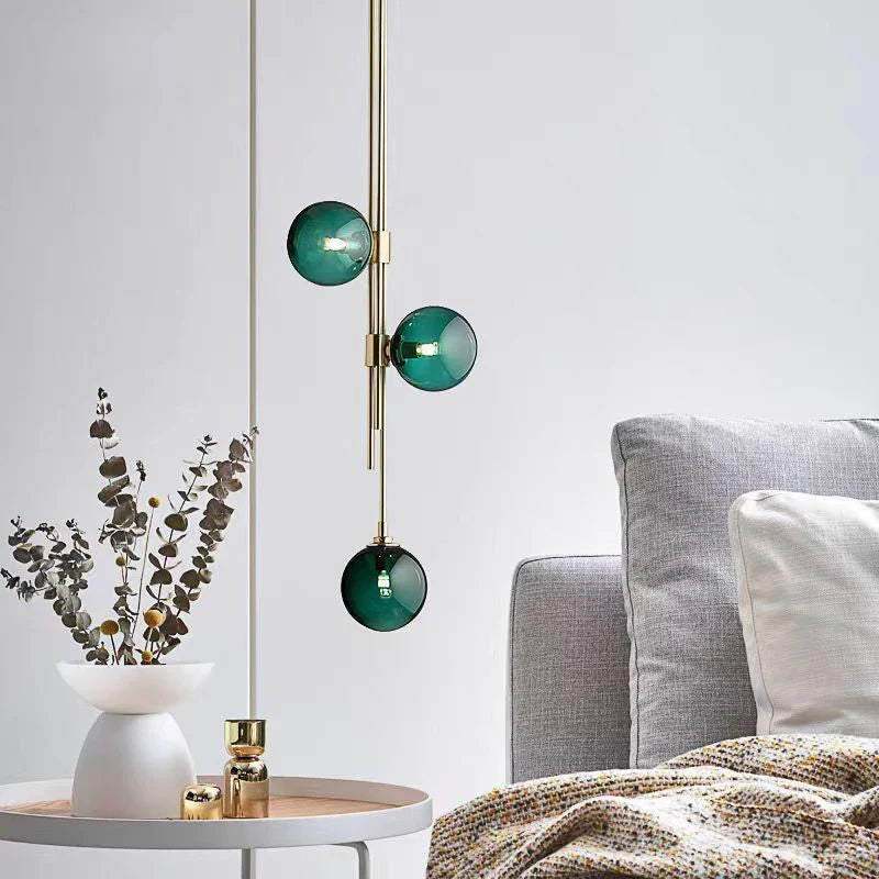 Afralia™ LED Glass Ball Pendant Light Brass Luminaire for Home Decor