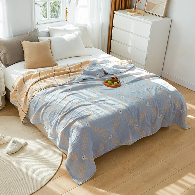 Afralia™ Nordic Cotton Gauze Throw Blanket for Sofa Bed, Boho Style Comforter Plaid