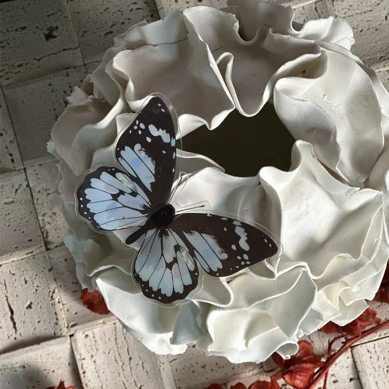 Afralia™ Ceramic Petal Folds Vase Handcrafted Home Decor Accessory