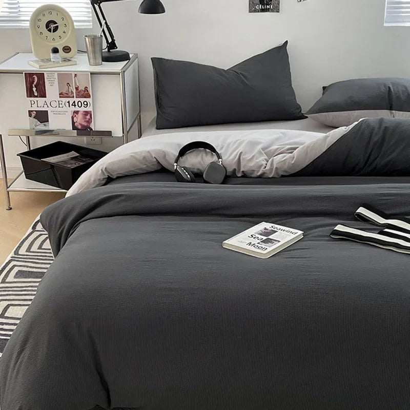 Afralia™ Super Soft Double-Sided Bubble Cotton Bed Four-Piece Set