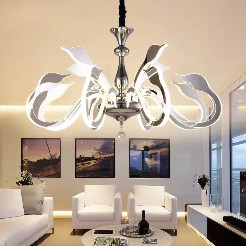 Afralia™ Swan Chandelier: Chic Spider Design, LED Salon Lighting for Bedroom and Living Room
