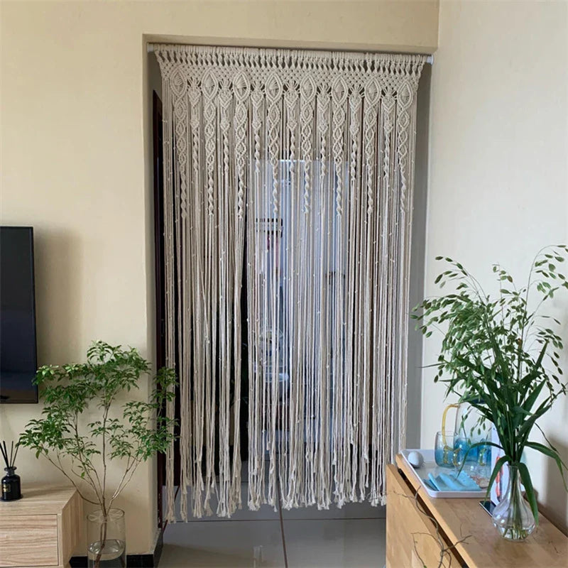 Afralia™ Macrame Cotton Door Curtain Wall Hanging Tapestry Boho Wedding Backdrop