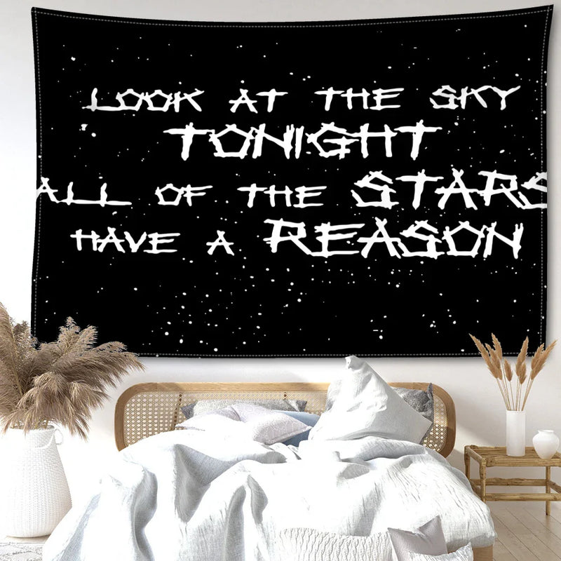 Afralia™ Black Sky Art Tapestry: Lil Peep Aesthetic Dorm Decor for Mysterious Vibes