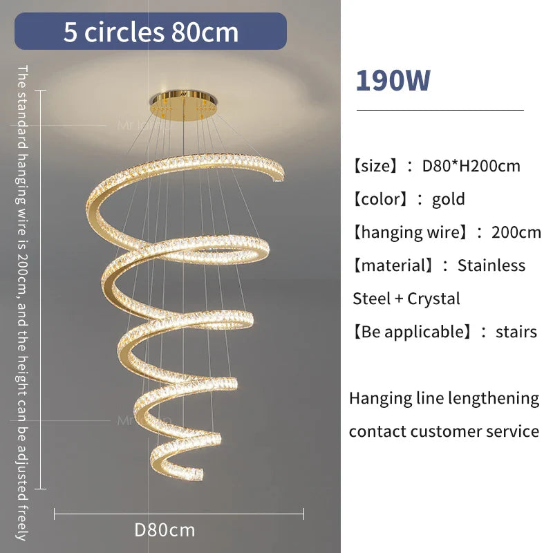 Afralia™ Crystal Duplex Ring Pendant Light Chandelier