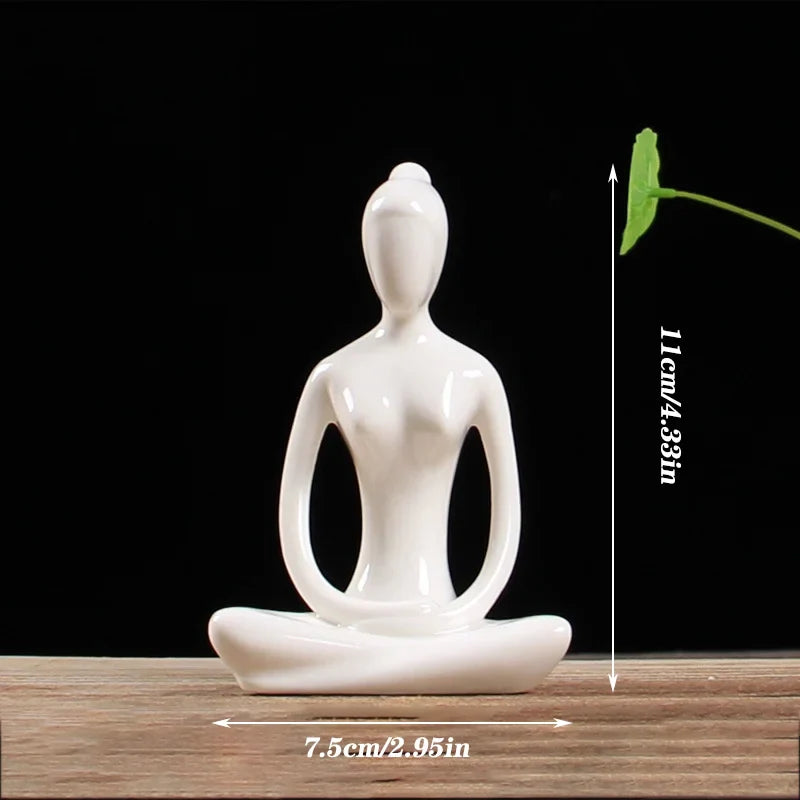Afralia™ Abstract Yoga Figure Porcelain Statue Home Decor Sculpture