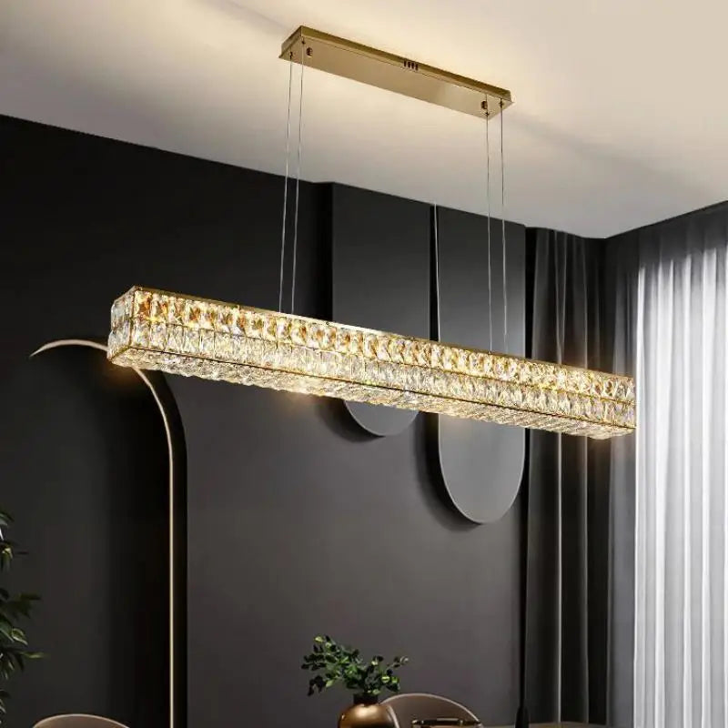 Afralia™ Luxury Crystal LED Pendant Lights Modern Steel Suspension Lamp