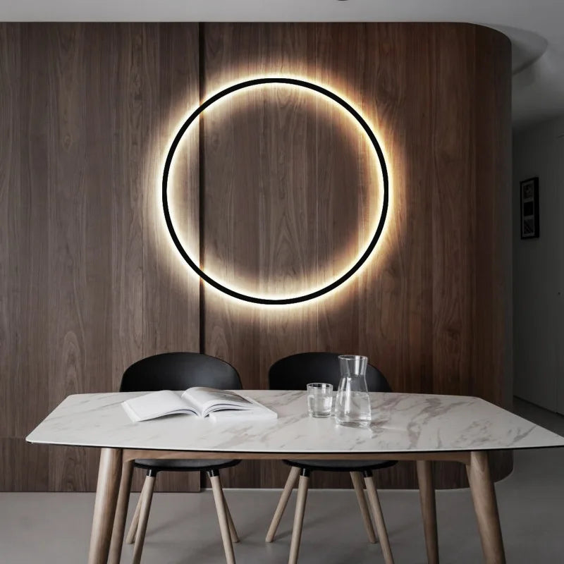 Afralia™ Dimmable Black Gold Aluminium Ring Wall Lamp for Elegant Lighting