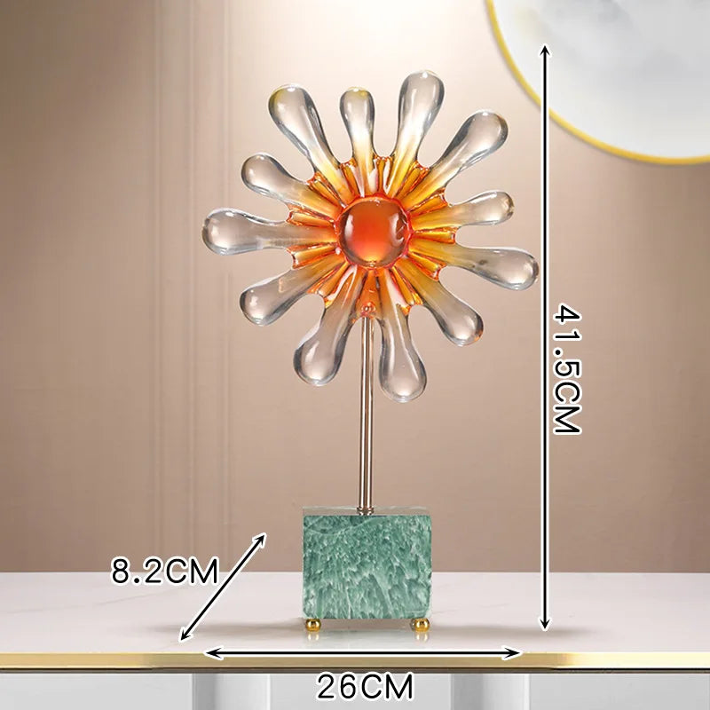 Afralia™ Resin Sunflowers Geometric Ornament Decor for Room, Abstract Gradient Sun Figurines