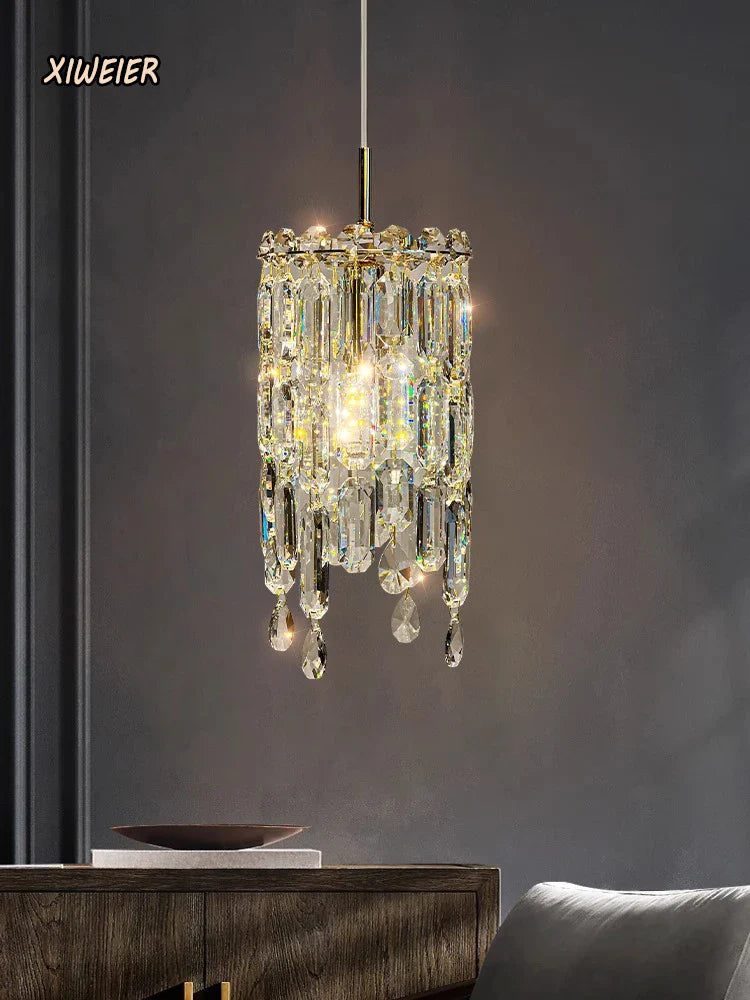 Afralia™ Crystal Bedhead Pendant Light for Master Bedroom, High-End Restaurant Chandelier