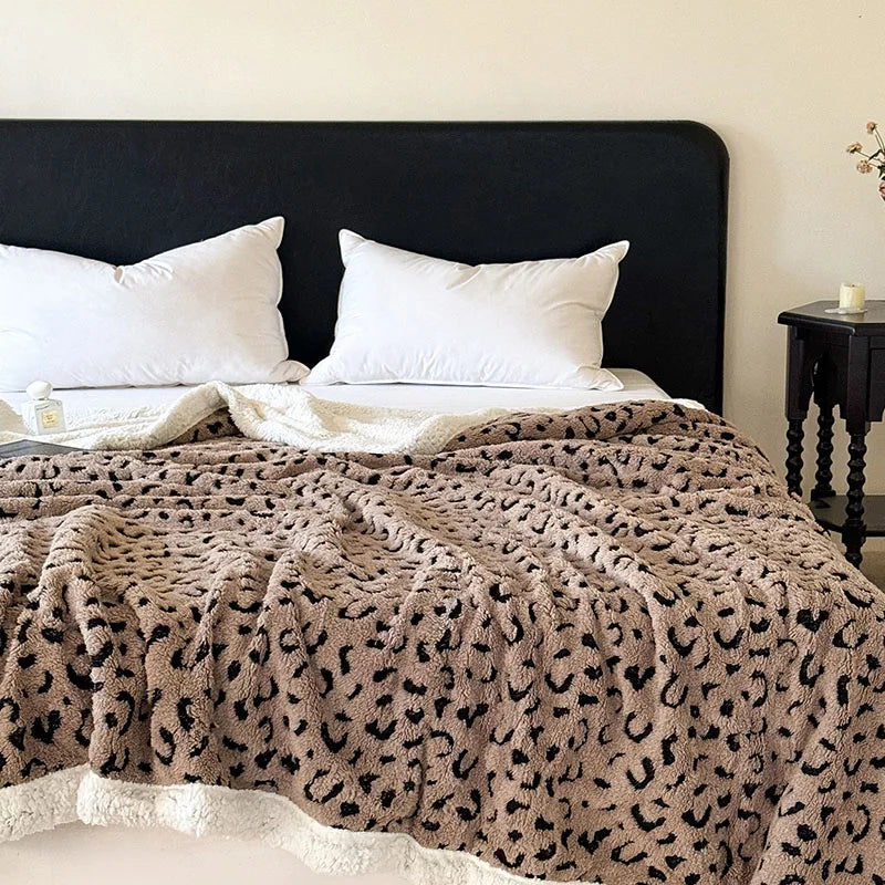 Afralia™ Leopard Print Double Layered Wool Blanket-Irresistibly Soft & Warm