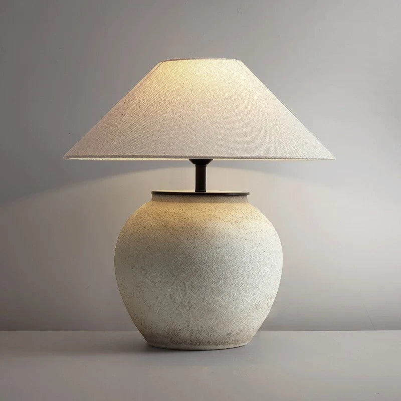 Afralia™ Silent Style Pottery Pot Table Lamp for Bedroom & Living Room