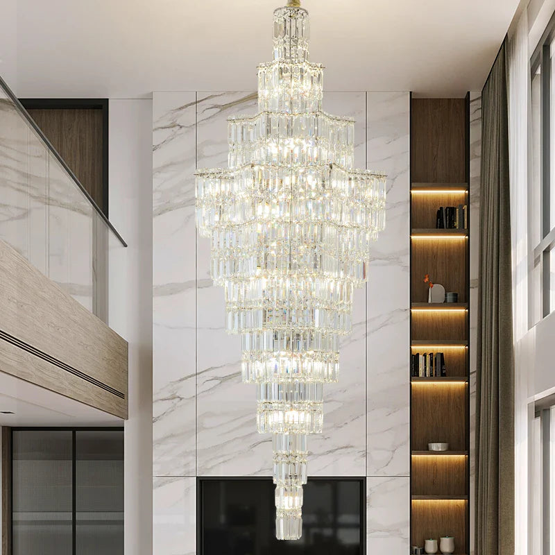 Afralia™ Crystal Staircase Chandelier: Luxury European Style for Villa Living Room