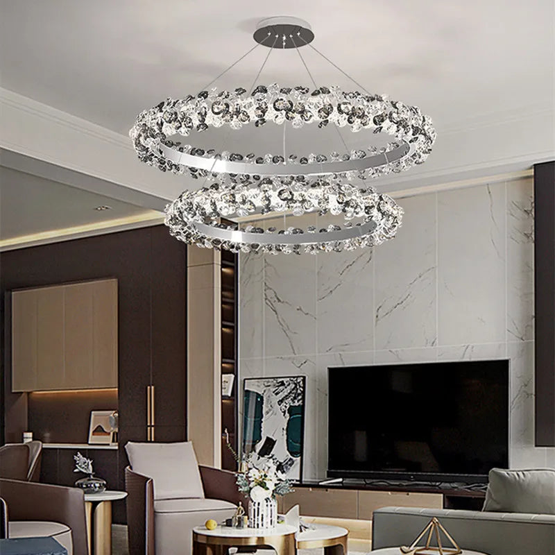 Afralia™ Sun Flower Crystal Rings Chandeliers: Modern Luxury Nordic Home Decor Hanging Ceiling Light