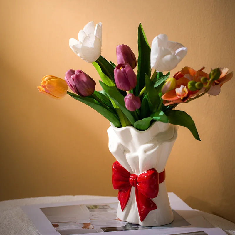 Afralia™ Ceramic Handicrafts Vase Bouquet - Home Decoration & Terrarium Accessories