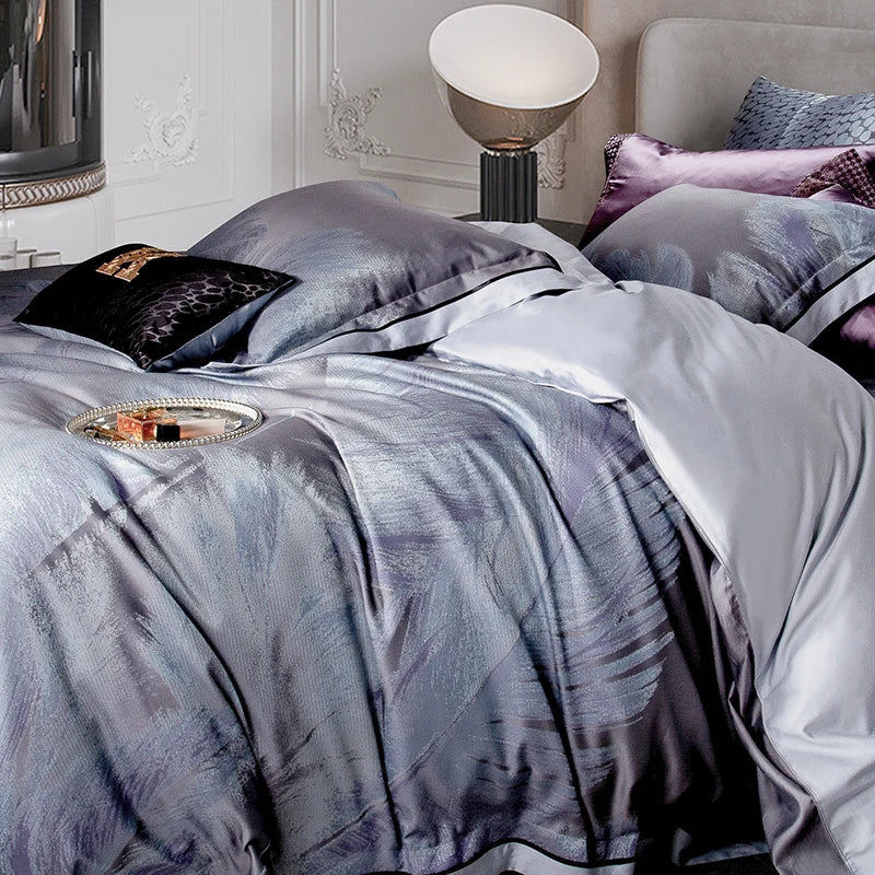 Afralia™ 1500TC Egyptian Cotton Silk Jacquard Bedding Set for Queen King Beds