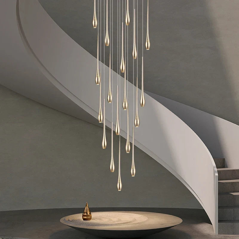 Afralia™ Gold-Plated LED Chandelier for Luxury Living Room and Restaurant