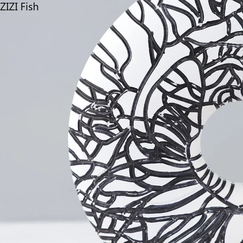 Afralia™ Circle Ornament Desk Decoration Resin Ring Statue Modern Crafts Decor