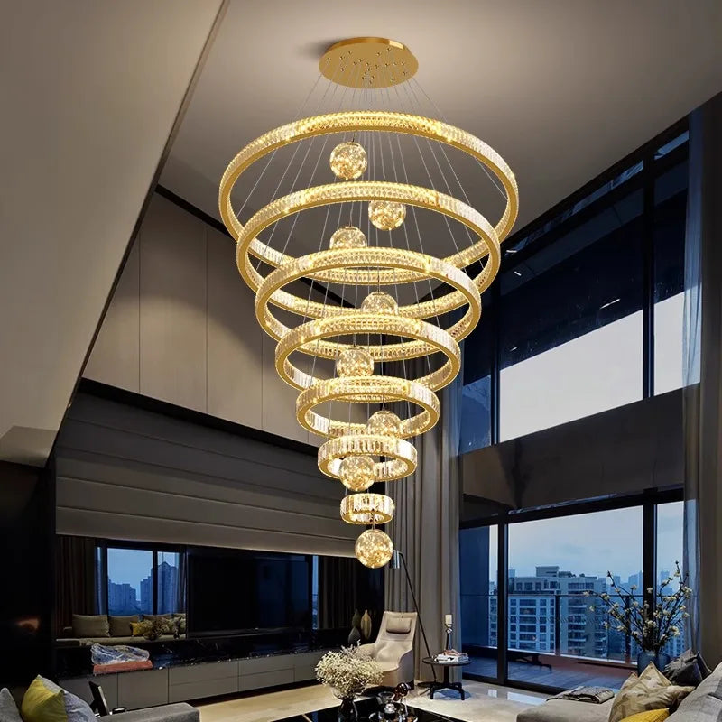 Afralia™ Crystal Chandelier: Modern Living Room Pendant Lamp for Elegant Interior Lighting