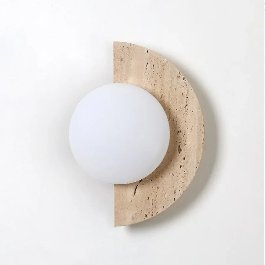 Afralia™ Yellow Cave Stone LED Wall Lights for Modern Spaces, Glass Globe Sconce.