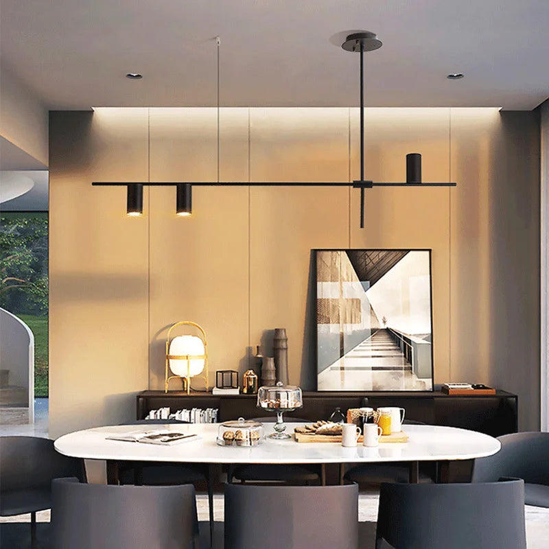 Afralia™ Modern Black Pendant Lights Chandelier for Dining Kitchen Living Bedroom Decor