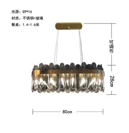 Afralia™ Nordic Smoke Grey Glass Chandelier Pendant Light for Living Room Bedroom Dining